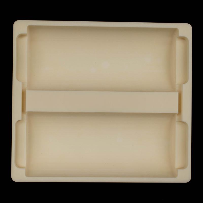 Rectangular pedestal multi slot design for alumina ceramic parts